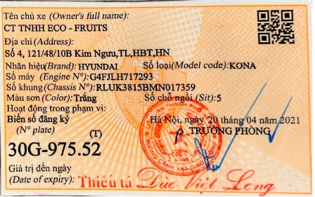 Hồ sơ thay đổi thông tin đăng ký xe doanh nghiệp