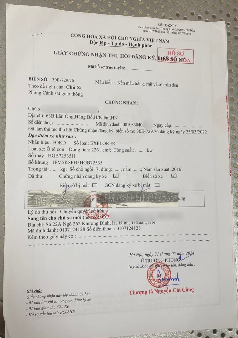 Dịch vụ sang tên Xe ô tô Hà Nội